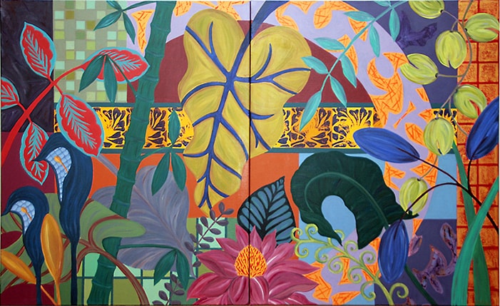 Composition with Green Bamboo, Diptych